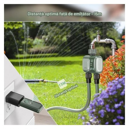 Programator Irigare Wireless Bluetooth, 2 Zone, IPX4, Conector Alama