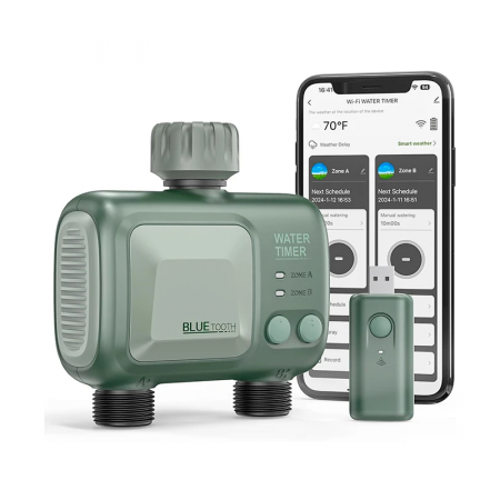 Programator Irigare Wireless Bluetooth, 2 Zone, IPX4, Conector Alama