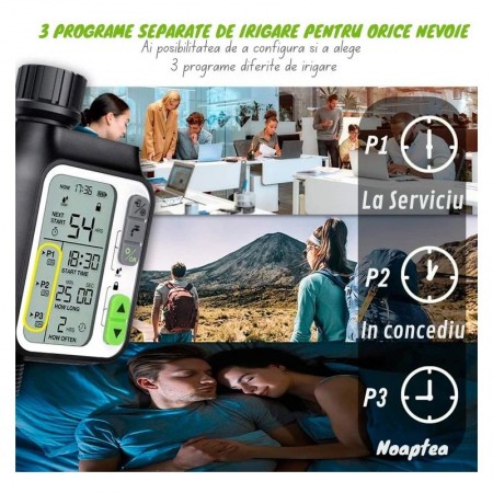 Programator Irigare Digital cu Senzor Ploaie, IPX4, Conector Alama