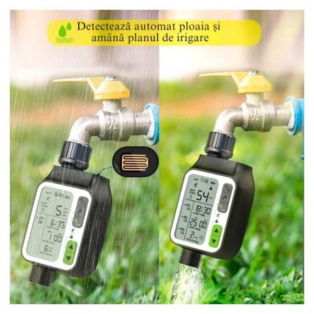 Programator Irigare Digital cu Senzor Ploaie, IPX4, Conector Alama
