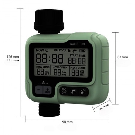 Programator pentru irigare/udare, o zona, IPX4, conector alamă, gazon, gradină